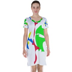 Colorful Amoeba Abstraction Short Sleeve Nightdress by Valentinaart