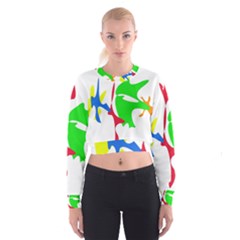 Colorful Amoeba Abstraction Women s Cropped Sweatshirt by Valentinaart
