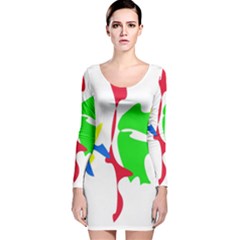 Colorful Amoeba Abstraction Long Sleeve Velvet Bodycon Dress by Valentinaart