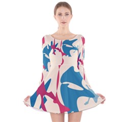 Decorative Amoeba Abstraction Long Sleeve Velvet Skater Dress by Valentinaart