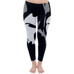 Black And White Amoeba Abstraction Winter Leggings  by Valentinaart