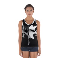 Black And White Amoeba Abstraction Women s Sport Tank Top  by Valentinaart