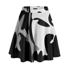 Black And White Amoeba Abstraction High Waist Skirt by Valentinaart