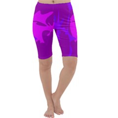 Purple, Pink And Magenta Amoeba Abstraction Cropped Leggings  by Valentinaart