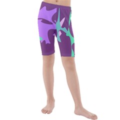 Purple Amoeba Abstraction Kid s Mid Length Swim Shorts by Valentinaart