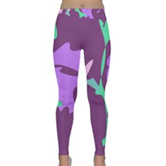 Purple Amoeba Abstraction Yoga Leggings  by Valentinaart