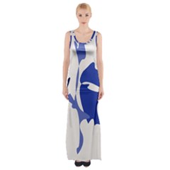 Blue Amoeba Abstract Maxi Thigh Split Dress by Valentinaart