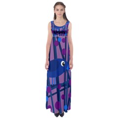 Purple Bird Empire Waist Maxi Dress by Valentinaart