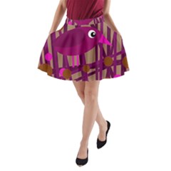 Cute Magenta Bird A-line Pocket Skirt by Valentinaart