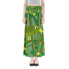 Cute Green Bird Maxi Skirts by Valentinaart