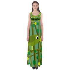Cute Green Bird Empire Waist Maxi Dress by Valentinaart
