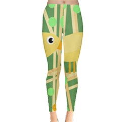 Yellow Little Bird Leggings  by Valentinaart