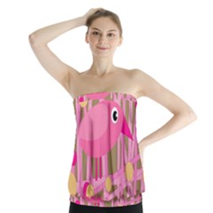 Pink Bird Strapless Top by Valentinaart