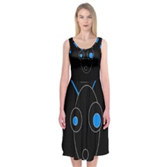 Blue Alien Midi Sleeveless Dress by Valentinaart