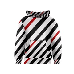 Red, Black And White Lines Kids  Pullover Hoodie by Valentinaart