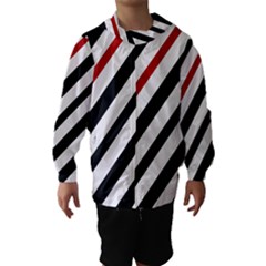 Red, Black And White Lines Hooded Wind Breaker (kids) by Valentinaart