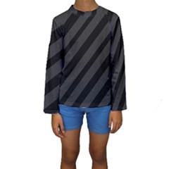 Gray And Black Lines Kid s Long Sleeve Swimwear by Valentinaart