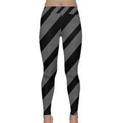 Black And Gray Lines Yoga Leggings  by Valentinaart