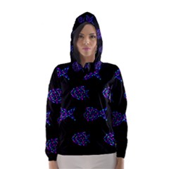 Purple Fishes Pattern Hooded Wind Breaker (women) by Valentinaart