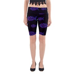 Purple Fishes Pattern Yoga Cropped Leggings by Valentinaart