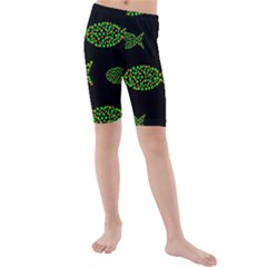 Green Fishes Pattern Kid s Mid Length Swim Shorts by Valentinaart