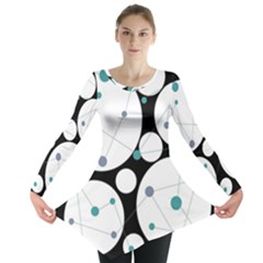 Decorative Circles - Blue Long Sleeve Tunic  by Valentinaart