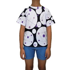 Decorative Circles - Purple Kid s Short Sleeve Swimwear by Valentinaart
