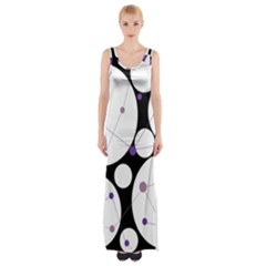 Decorative Circles - Purple Maxi Thigh Split Dress by Valentinaart