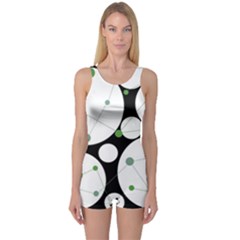 Decorative Circles - Green One Piece Boyleg Swimsuit by Valentinaart