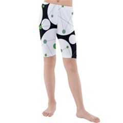 Decorative Circles - Green Kid s Mid Length Swim Shorts by Valentinaart