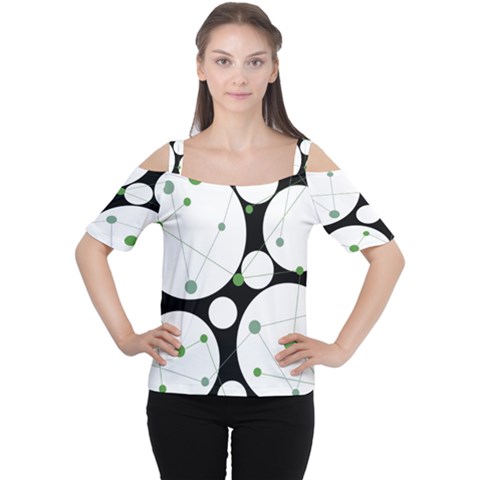 Decorative Circles - Green Women s Cutout Shoulder Tee by Valentinaart