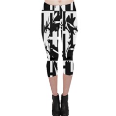 Black And White Abstraction Capri Leggings  by Valentinaart