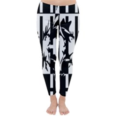 Black And White Abstraction Winter Leggings  by Valentinaart
