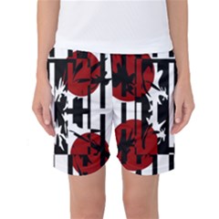 Red, Black And White Elegant Design Women s Basketball Shorts by Valentinaart