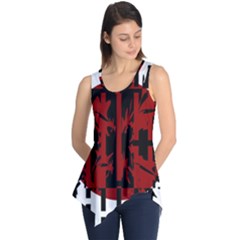 Red, Black And White Decorative Design Sleeveless Tunic by Valentinaart