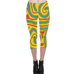 Colorful Decorative Lines Capri Leggings  by Valentinaart