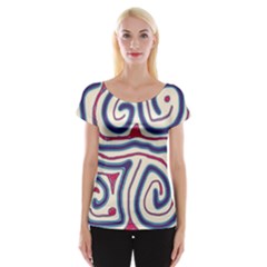 Blue And Red Lines Women s Cap Sleeve Top by Valentinaart