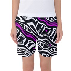 Purple, Black And White Abstract Art Women s Basketball Shorts by Valentinaart