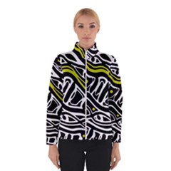 Yellow, Black And White Abstract Art Winterwear by Valentinaart