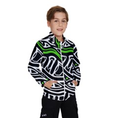 Green, Black And White Abstract Art Wind Breaker (kids) by Valentinaart