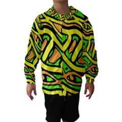 Yellow, Green And Oragne Abstract Art Hooded Wind Breaker (kids) by Valentinaart
