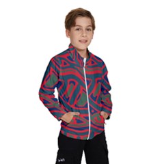 Red And Green Abstract Art Wind Breaker (kids) by Valentinaart