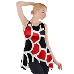 Red, Black And White Abstraction Side Drop Tank Tunic by Valentinaart