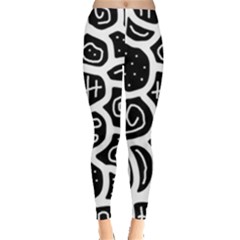 Black And White Playful Design Leggings  by Valentinaart
