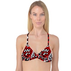 Red High Art Abstraction Reversible Tri Bikini Top by Valentinaart