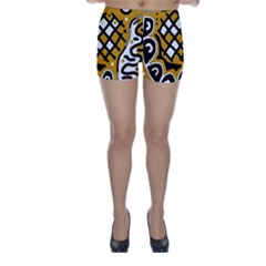 Yellow High Art Abstraction Skinny Shorts by Valentinaart