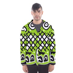 Green High Art Abstraction Hooded Wind Breaker (men) by Valentinaart