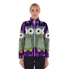 Green And Purple Owl Winterwear by Valentinaart