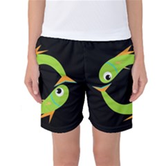 Green Fishes Women s Basketball Shorts by Valentinaart