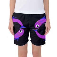 Purple Fishes Women s Basketball Shorts by Valentinaart
